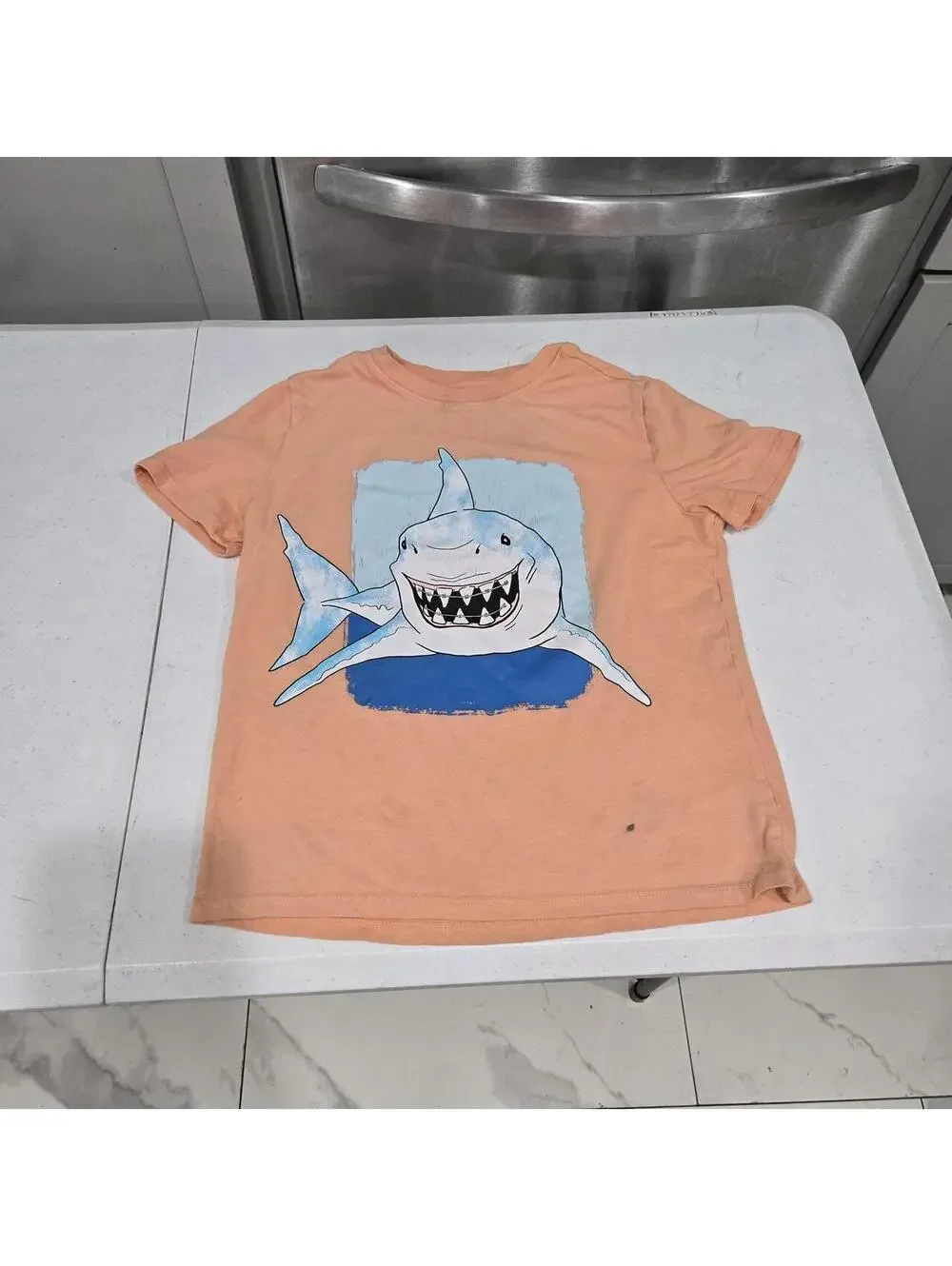 Peach and blue shark tee for kids